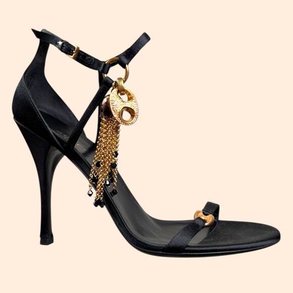 Gucci Tom Ford Tassel Flower Crystal Sandals Heels